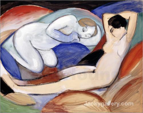 Two reclining figures acts by Franz Marc paintings reproduction